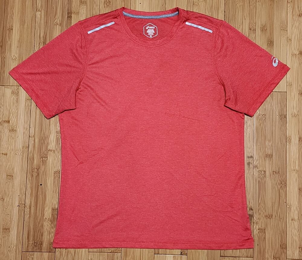 Asics T-Shirt Mens XL Red Short Sleeve Running Workout Active Lightweight Crew